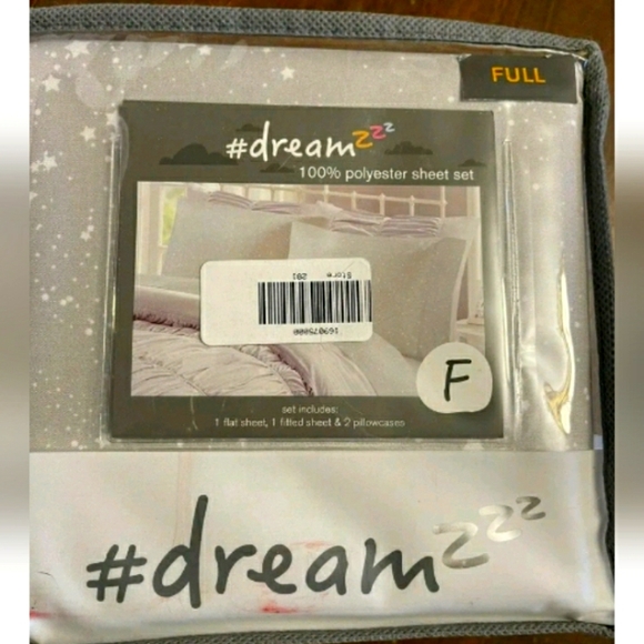 Bedding Nwt Dream Zzz 10 Polyester Sheet Set Full Gray With Stars